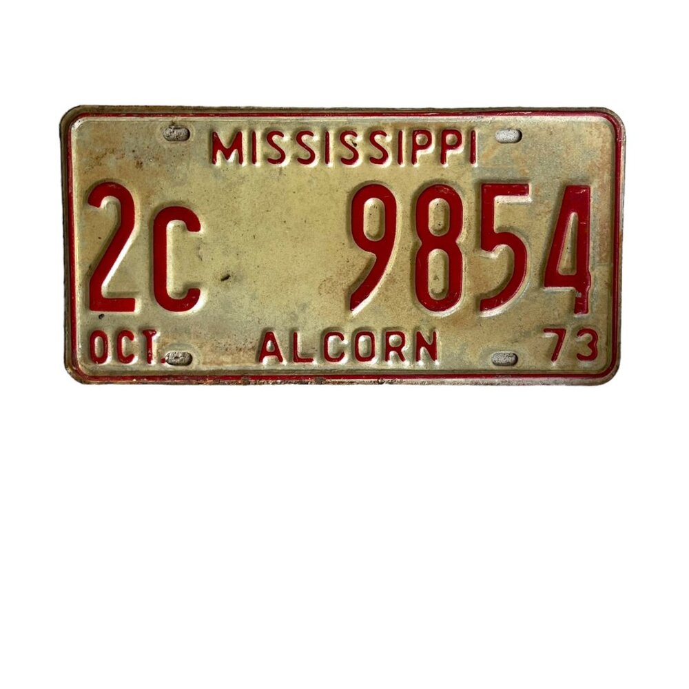 1973 Mississippi ALCORN COUNTY License Plate Vintage